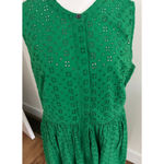 Women's J.CREW Green Eyelet Shirtdress midi Dress Size 12 warm clover green Photo 2
