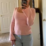 Princess Polly Flare Sleeve Pink Ribbed Long Sleeve Shirt Photo 0