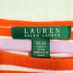 Ralph Lauren Lauren M Orange Striped Top Boatneck Knit Nautical Preppy Coastal Photo 3