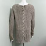 Aerie  Oatmeal Chunky Knit Sweater Braided Back Round Neck Woman's Size S Photo 2