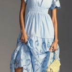 Anthropologie The Somerset Maxi Dress Cutwork Edition Blue Womens Small Photo 0