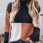 Colorblock Turtleneck Sweater Black Photo 0