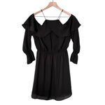 Daniel Rainn NWT Cold Shoulder Mini Dress Long Sleeve Ruffles Black Size Small Photo 3