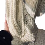 Charter Club White Knit Scalloped Crochet Pom Pom Trim Scarf Women Sz OS Photo 9