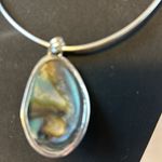 18 inch abalone platinum over sterling silver large pendant on Omega necklace.. Photo 4