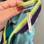 Free People  Bali 90's Baby Tee Tank Top Jersey Crochet Detail Retro Blue S Photo 5