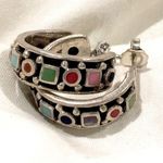 Sterling Silver Gemstone  Hoop Earrings Photo 1