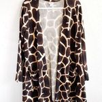 LuLaRoe Cardigan Tan Brown & Black Animal (Giraffe) Print Open Front Knit M EUC Photo 0