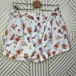 American Eagle  Mom Shorts High Waist Floral Print Cotton Denim White Size 10‎ Photo 2