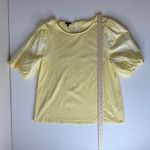 Talbots  Womens Woven Sleeve Crewneck Tee Sz XL Yellow Preppy Colorful‎ Casual Photo 6