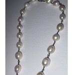 Fresh Water Pearl & Aqua Tear Drop Crystal Statement Necklace Glamorous Jewelry Silver Photo 10