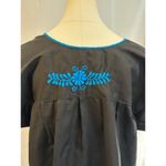 Handmade Women’s  Black Shirt with Blue Embroidery, No Size Tags Read Description Photo 2