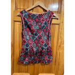 Marc Jacobs 100% Silk Floral Sleeveless Peplum Blouse Pink Blue Black 4 Photo 3