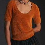 Anthropologie  Maeve Scoop Neck Eyelash Sweater Tee Cedar Sz. Small Photo 0