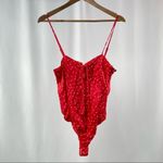 ZARA NWT Satin Star Print Thong Bodysuit in Red Size Medium Photo 5