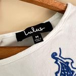 Lulus Blue & White Embroidered Short Sleeve Mini Dress Photo 3