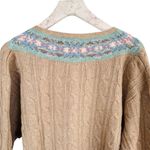 Ralph Lauren  vintage 90’s 100% merino lambs wool tan V-Neck cable knit sweater Photo 3