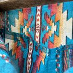 Cotton Rye Outfitters Teal Aztec Southwestern Pearl Snap Shirt Lightweight LARGE Blue Photo 3