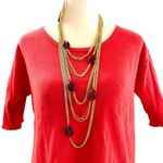 Amrita Singh  18K gold plated multi brass chain necklace, blue stones, NWT Photo 5