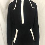 Izzue Black Pullover Hoodie with white Contrast Zippers Size M Photo 2