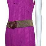 Vintage Bronze Beaded Belt Wooden Buckle Boho Western Festival. Stretch 32” XL Gold Photo 8