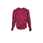 Collections By Michelle Stuart Size 6 100% Silk Polka Dot Pink Black Long Sleeve Photo 1