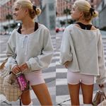 Free People NWOT  for the win off the shoulder sweatshirt in light grey Photo 1