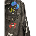 Brooklyn Cloth Graphic Design Black Denim Jacket Size Medium Casual Jean Trippy Photo 3