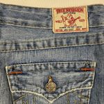 True Religion  Joey Skirt Blue Denim Jean Size 27"‎ Light Wash Distressed USA Photo 3