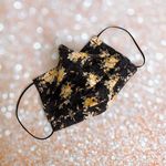 Black Yellow Gold Metallic Floral Face Mask Luxury Mask Photo 0