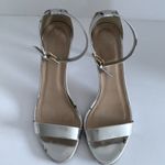 J.Crew 9 Silver Heels One Strap Ankle Strappy Open Sandals Holiday Party Formal Photo 9