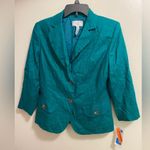 Covington Vintage  Stretch Womens Teal Green Blazer Jacket Size 4 Linen NWT New Photo 0