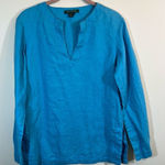 Ralph Lauren Lauren  Women’s Blue 100% Linen Top Small Photo 0