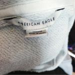 American Eagle Outfitters Acid Wash Blue Velour Lace Up Hoodie M Photo 3