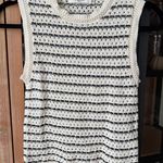 Daphnea Paris crochet vest tank top blouse striped sleeveless sweater neutral Black Size M Photo 0
