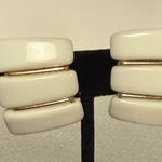 Chic Vintage Milk Glass and Gold Women's Earrings White Photo 0
