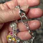 Sister Friendship Charm Bracelet Silver Tone Chains Lucite Beads Engraved Charms Photo 3