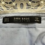 ZARA  Basic Blue Pearl Crochet Detailing Button Down Women's Shirt, Sz Medium Photo 9