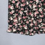 Catherine Malandrino Black & Pink Roses Short Elastic Sleeve Elastic Waist Small Photo 7