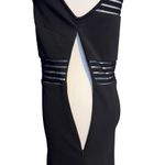 Lulus  Black Panel Dress. Round Neck, Sheer Panels, Fitted.  Size Small Photo 2
