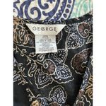 Y2K Cotton Babydoll Top XS V Neck Paisley Floral Black Photo 6