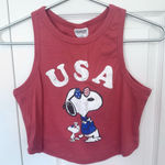 Peanuts SNOOPY USA Red Graphic Tank Crop Top Photo 0