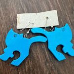 Unique Vintage Cat Earrings Lightweight Vintage Painted Photo 1