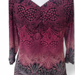 y2k‎ vintage 2000's axcess v neck flowy relaxed mesh graphic blouse size large. Photo 0