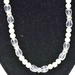 Source Unknown Vintage Faux Pearl Clear Lucite Beads Silver Rhinestone Spacers Necklace Photo 1