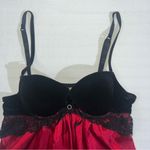 Ambrielle Satin Babydoll Dress Size Small Velvet Chemise Christmas Holiday Party Photo 2