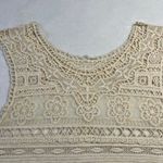 Women's Crewneck Sleeveless Sheer Crochet Crop Top Sz XS Festival Hippie Casual Photo 3