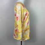 Pendleton Blouse Top L Silk Blend Floral Boatneck Tie 3/4 Sleeve Ribbed Womens Photo 3