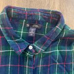 Gap  Boyfriend Shirt Women Button up Flannel in Blue & Green Tartan Plaid Size M Photo 2