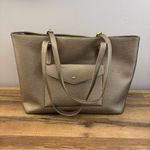 Madison West  Large Leather Tote Bag Gold Bronze Photo 0